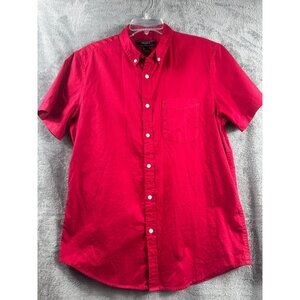 Forever 21 Mens Short Sleeve Button-Up Red Shirt Size L